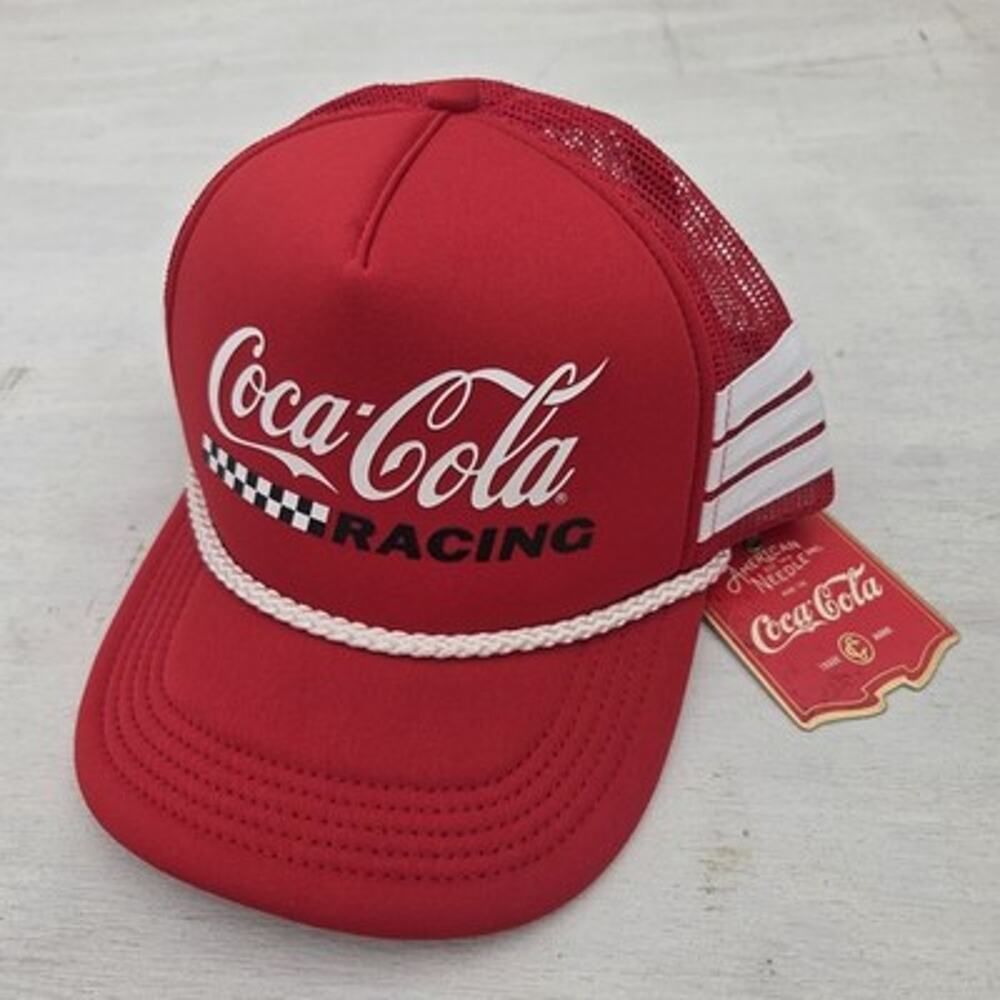Coca-Cola Racing 3 Stripe Red SnapBack Hat American Needle Inc. NWT
